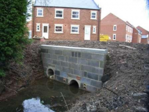 A new outfall culvert at a modern housing development.