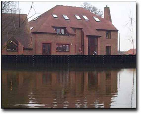 New development housing close to flooded area in York, Yorkshire