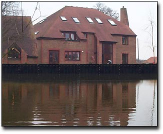New development housing close to flooded area in York, Yorkshire