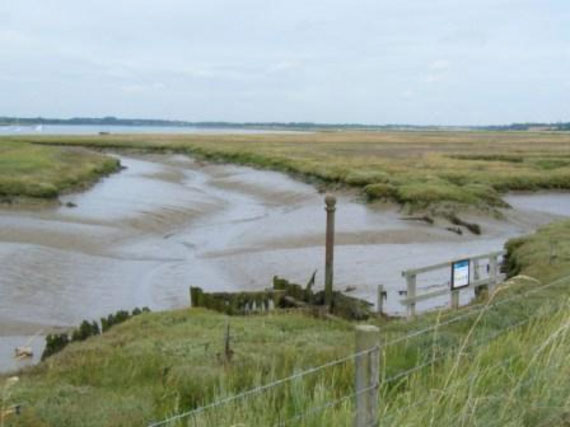 Outfall from King’s Fleet into the River Deben estuary near Felixstowe Ferry