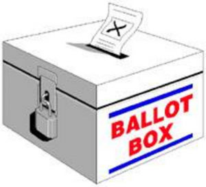 A ballet box with marked ballot paper