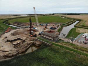 Aerial view of the new Wolferton Pumping Station building site.