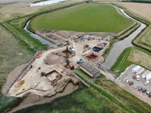 Aerial view of the new Wolferton Pumping Station building site.